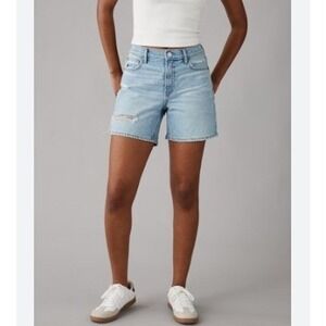 American Eagle 6" Strigid High Waisted Relaxed‎ Ripped Denim Short Size 18